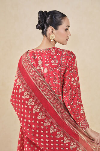 Niral Printed Silk Suit Set - Red, Red, image 5